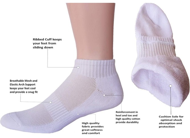 Women's Moisture Wicking Athletic Low Cut Ankle Cotton Socks Cushion