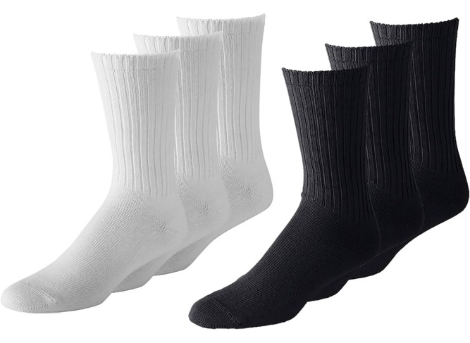 Men Crew Socks Shoe Size 10 to 13 in Black and White