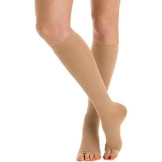 Cotton open-toe medical compression knee high socks (15-20 mmHg)