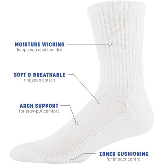 Men's Active Cotton Crew Socks, 10-pairs