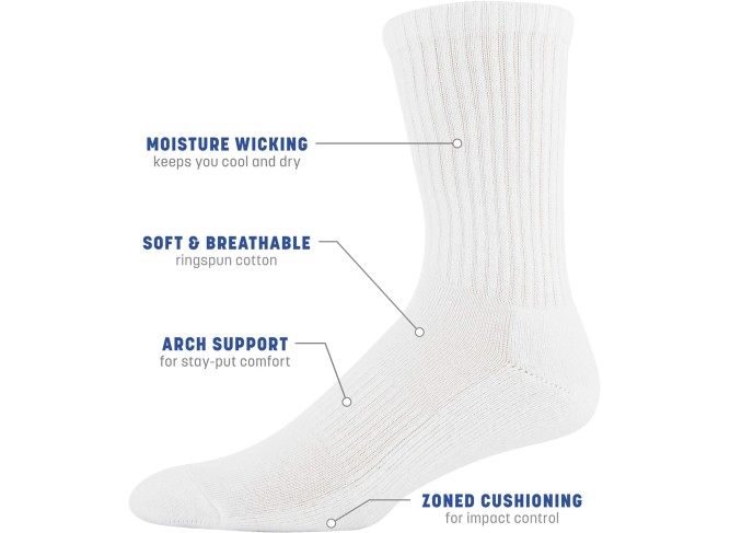 Men's Active Cotton Crew Socks, 10-pairs
