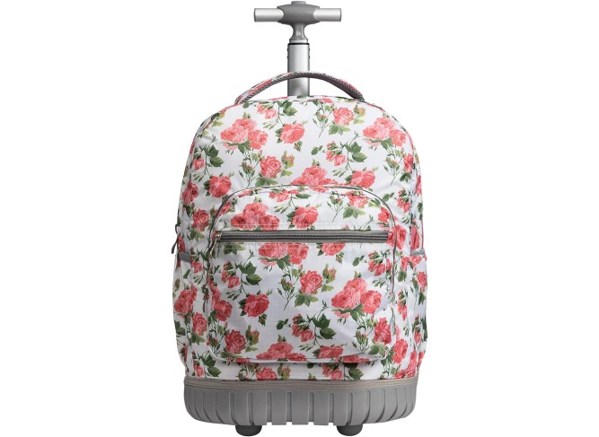 18 inches Wheeled Rolling Backpack Multi-Compartment College Books Laptop Bag Business Trip Carry-on