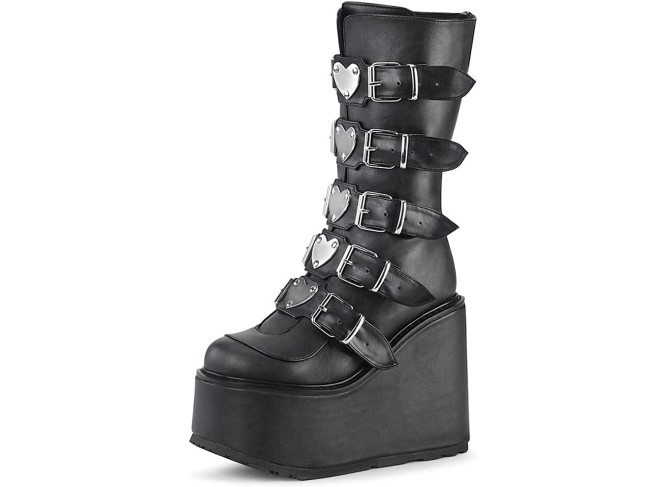 Mid Heel Chunky Platform Ankle Boots Non-Slip Side Zip Combat Boots Booties