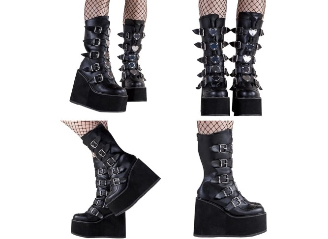 Mid Heel Chunky Platform Ankle Boots Non-Slip Side Zip Combat Boots Booties