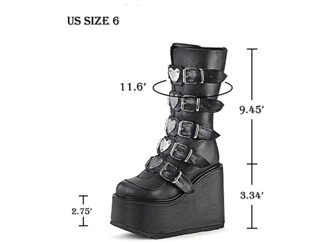 Mid Heel Chunky Platform Ankle Boots Non-Slip Side Zip Combat Boots Booties