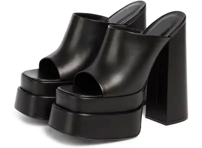 Womens Chunky High Heel Sandals Double Platform Slip On Slippers Open Square Toe Comfortable Summer Sandal