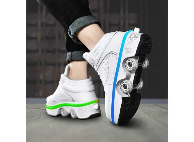 Walking Shoes Invisible Roller Skate,Outdoor 2-in-1 Parkour Shoes/Inline Roller Skating Shoes
