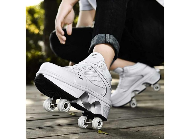 Walking Shoes Invisible Roller Skate,Outdoor 2-in-1 Parkour Shoes/Inline Roller Skating Shoes