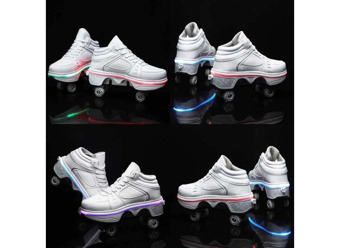 Walking Shoes Invisible Roller Skate,Outdoor 2-in-1 Parkour Shoes/Inline Roller Skating Shoes