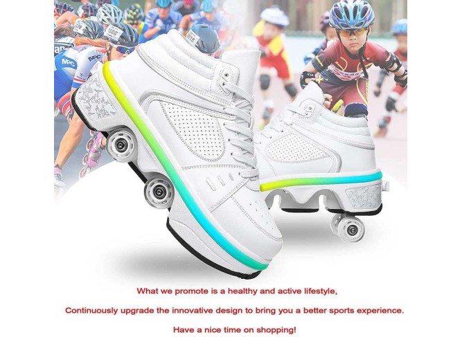 Walking Shoes Invisible Roller Skate,Outdoor 2-in-1 Parkour Shoes/Inline Roller Skating Shoes