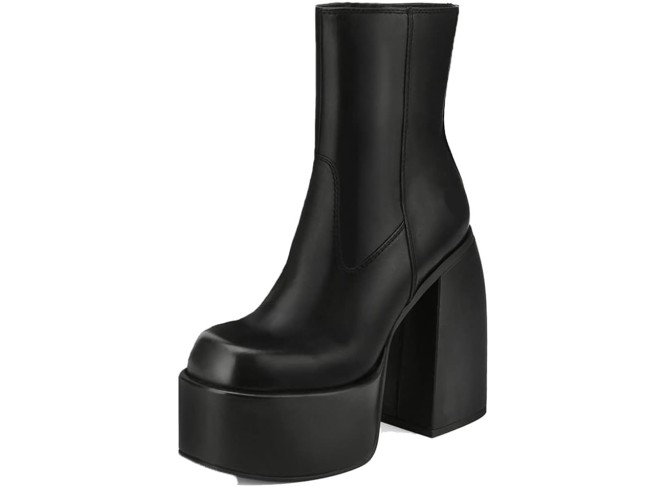Womens Chunky Heel Ankle Boots Platform Block High Heel Round Toe Zipper Punk Combat Motorcycle Boots Bootoes