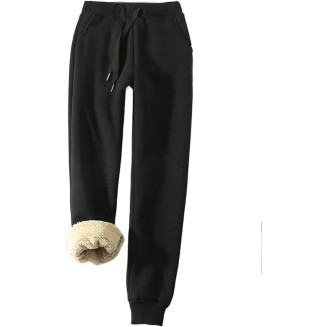 Women's Warm Sherpa Lined Athletic Sweatpants Jogger Fleece Pants