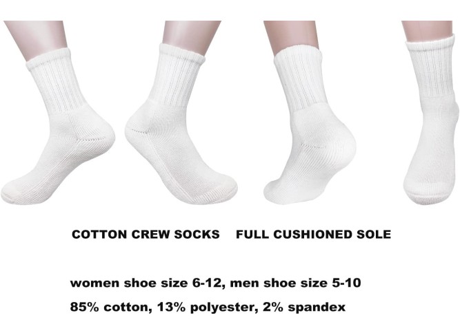 Womens Long Crew Socks - Cotton Cushioned Hiking Socks
