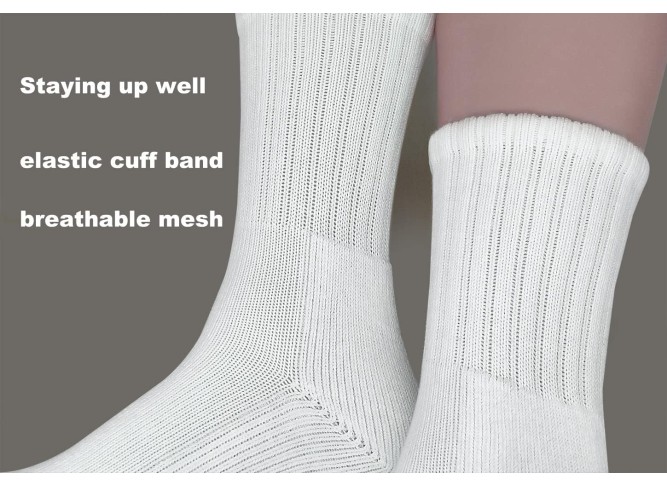 Womens Long Crew Socks - Cotton Cushioned Hiking Socks