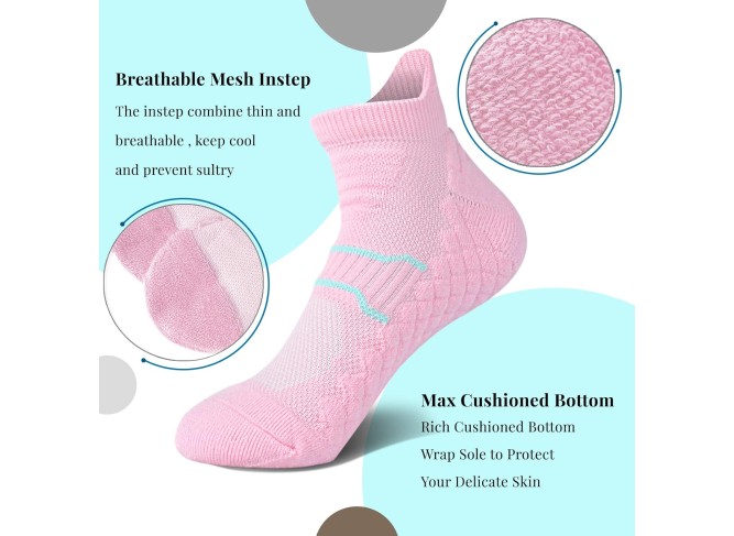 Womens Athletic Ankle Socks Max Cushioned Low Cut Running Socks