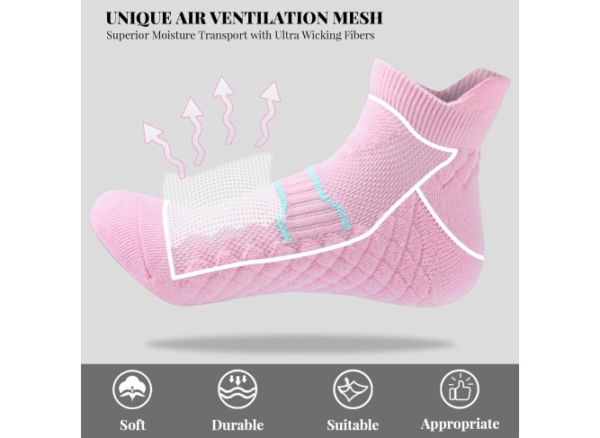 Womens Athletic Ankle Socks Max Cushioned Low Cut Running Socks