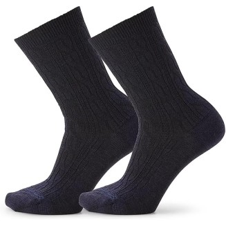 Everyday Zero Cushion Merino Wool Cable Crew Socks for Men and Women (2 Pack)