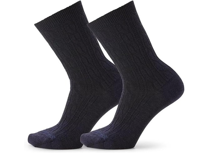 Everyday Zero Cushion Merino Wool Cable Crew Socks for Men and Women (2 Pack)