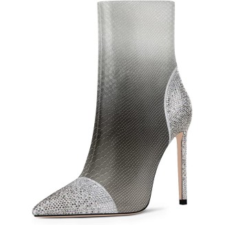 Women Bling Pointed Toe High Heels Ankle Boots Stiletto Studded