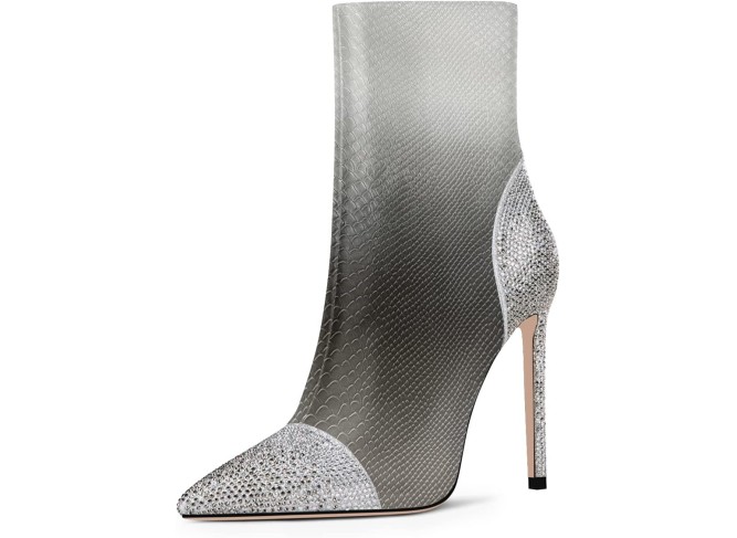 Women Bling Pointed Toe High Heels Ankle Boots Stiletto Studded