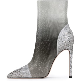 Women Bling Pointed Toe High Heels Ankle Boots Stiletto Studded