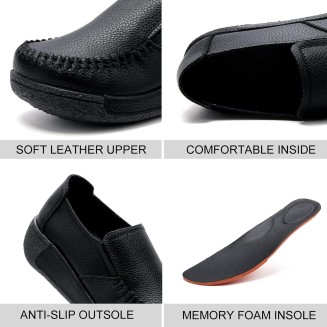 Women's Slip On Loafer Leather Comfort Casual Platform Shoes