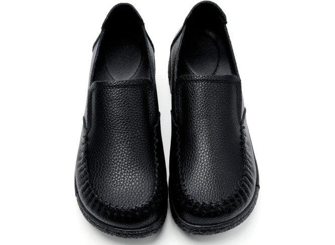 Women's Slip On Loafer Leather Comfort Casual Platform Shoes
