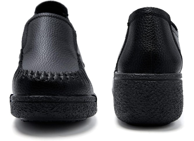 Women's Slip On Loafer Leather Comfort Casual Platform Shoes
