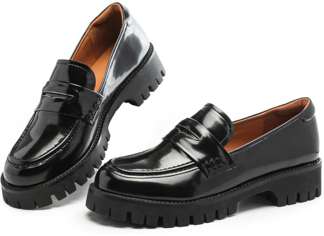 Platform Penny Loafers for Women Comfort Chunky Slip On Dressy Shoes