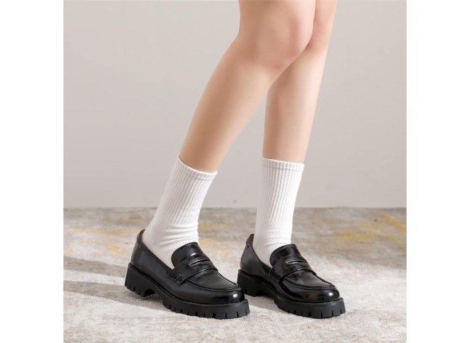 Platform Penny Loafers for Women Comfort Chunky Slip On Dressy Shoes