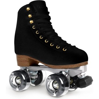 Genuine Suede Roller Skates with Height Adjustable Rubber Stoppers Retro Quad Roller Skates