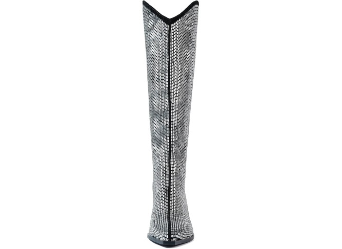 Cowboy Boots With Chunky Silver Heels Knee High Boots That Sparkle And Shine Womens Western Dance Parties And The Party