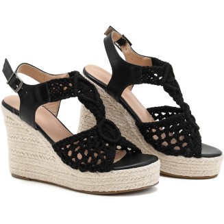 Crochet Espadrilles Wedge Sandals for Women Dressy Summer Comfortable Casual Platform Sandals
