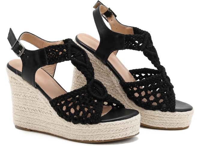Crochet Espadrilles Wedge Sandals for Women Dressy Summer Comfortable Casual Platform Sandals