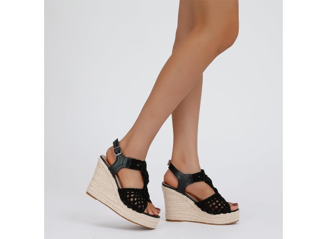 Crochet Espadrilles Wedge Sandals for Women Dressy Summer Comfortable Casual Platform Sandals