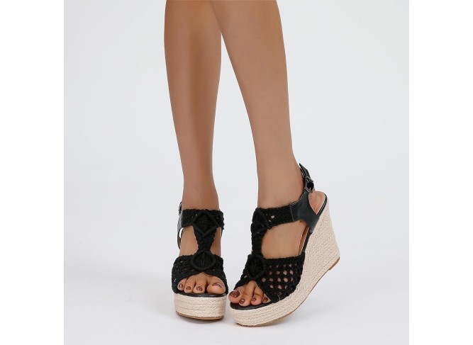 Crochet Espadrilles Wedge Sandals for Women Dressy Summer Comfortable Casual Platform Sandals