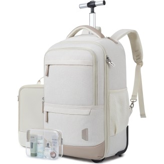 Rolling Backpack, Water-Resistant Travel Laptop Backpacks with Wheels