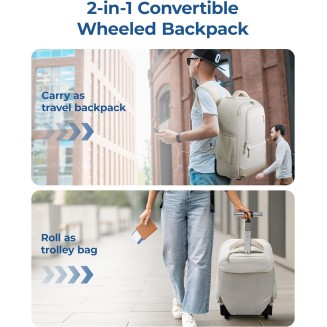 Rolling Backpack, Water-Resistant Travel Laptop Backpacks with Wheels