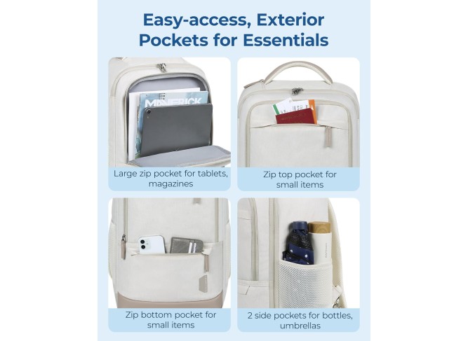 Rolling Backpack, Water-Resistant Travel Laptop Backpacks with Wheels