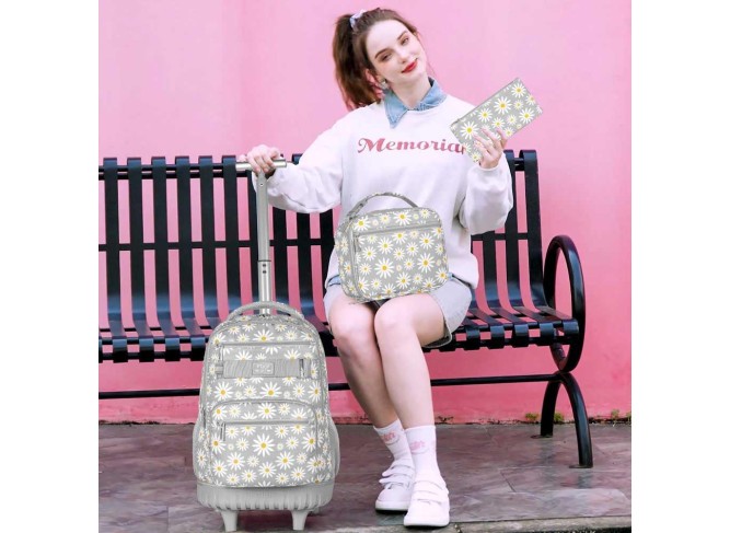 Rolling Backpack for Girls boys, Men Women Roller Wheels Bookbag, Laptop Wheeled School Bag