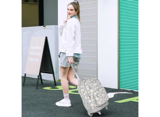Rolling Backpack for Girls boys, Men Women Roller Wheels Bookbag, Laptop Wheeled School Bag