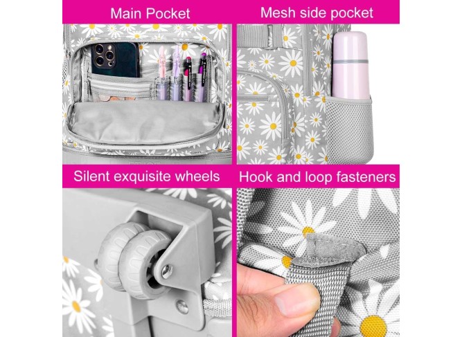 Rolling Backpack for Girls boys, Men Women Roller Wheels Bookbag, Laptop Wheeled School Bag