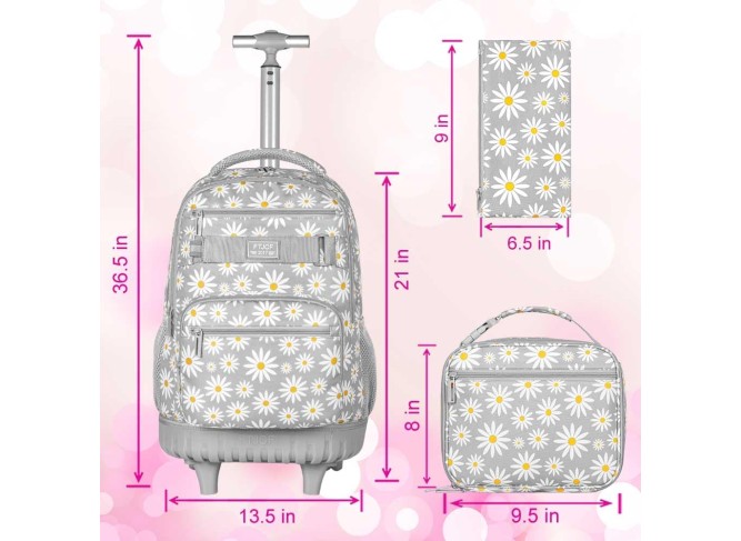Rolling Backpack for Girls boys, Men Women Roller Wheels Bookbag, Laptop Wheeled School Bag