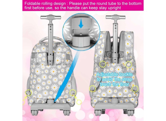 Rolling Backpack for Girls boys, Men Women Roller Wheels Bookbag, Laptop Wheeled School Bag
