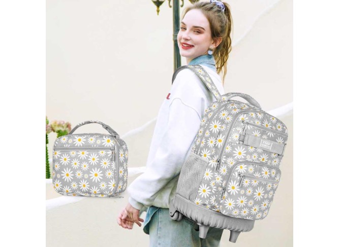 Rolling Backpack for Girls boys, Men Women Roller Wheels Bookbag, Laptop Wheeled School Bag