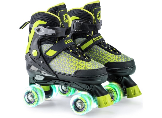 Roller Skates for Girls Boys Kids,4 Sizes Adjustable Quad Skates with Light up Wheels,Safe Fun Children Skates