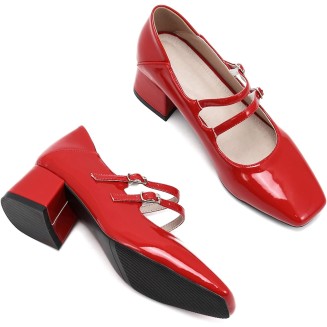 Women's Patent Leather Commuting Mary Jane Shoes Casual Low Heel Dress Shoes Office Work Pumps Shoes