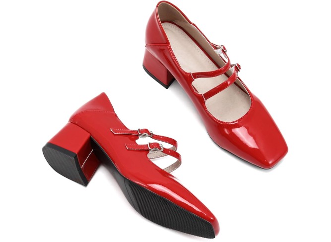 Women's Patent Leather Commuting Mary Jane Shoes Casual Low Heel Dress Shoes Office Work Pumps Shoes