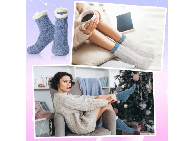 100 Pairs Women Fuzzy Socks Bulk Winter Warm Soft Cozy Fluffy Microfiber Socks Sleeping