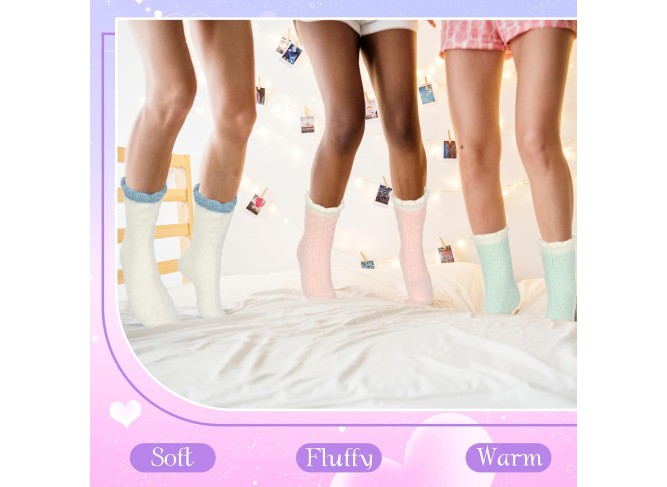 100 Pairs Women Fuzzy Socks Bulk Winter Warm Soft Cozy Fluffy Microfiber Socks Sleeping